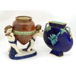 Two items of Majolica CONDITION: Please Note - we do not make reference to the