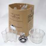 A box of assorted glass to include, bowls, decanters, jugs, etc.