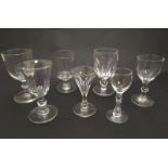 Glass - 7 assorted small pedestal glasses,