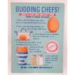 21st C Metal sign 15 3/4" x 11 3/4" wide 'Budding Chefs' 'Learn to cook with this easy guide'