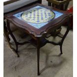 An Edwardian occasional table converted into a glass top games table.