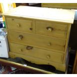 A low 2/2 stripped pine chest of drawers CONDITION: Please Note - we do not make