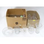 A quantity of assorted glass to include wine glasses, vases, pint glasses, crystal bowls etc.