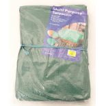 Three 9ft x 12ft Green multi purpose tarpaulins (3)