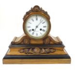 J W Benson Drumhead mantel clock : a Victorian walnut 8 day Drumhead mantle clock ,