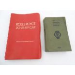 Books: 'The Automobile Association Handbook' 1925, together with 'Rolls-Royce 20-25 H.P.