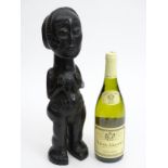 Tribal : An Ethnographic Native Tribal Congolese female figure. Approx. 16 1/2" high.