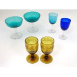 Various coloured wine glasses : 6 assorted coloured glasses,
