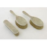 Shagreen : A set of 3 1930's brushes to include 2 hand brushes and a clothes brush