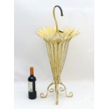 A late 20thC umbrella / stick stand with crook handle, formed as an opening umbrella,