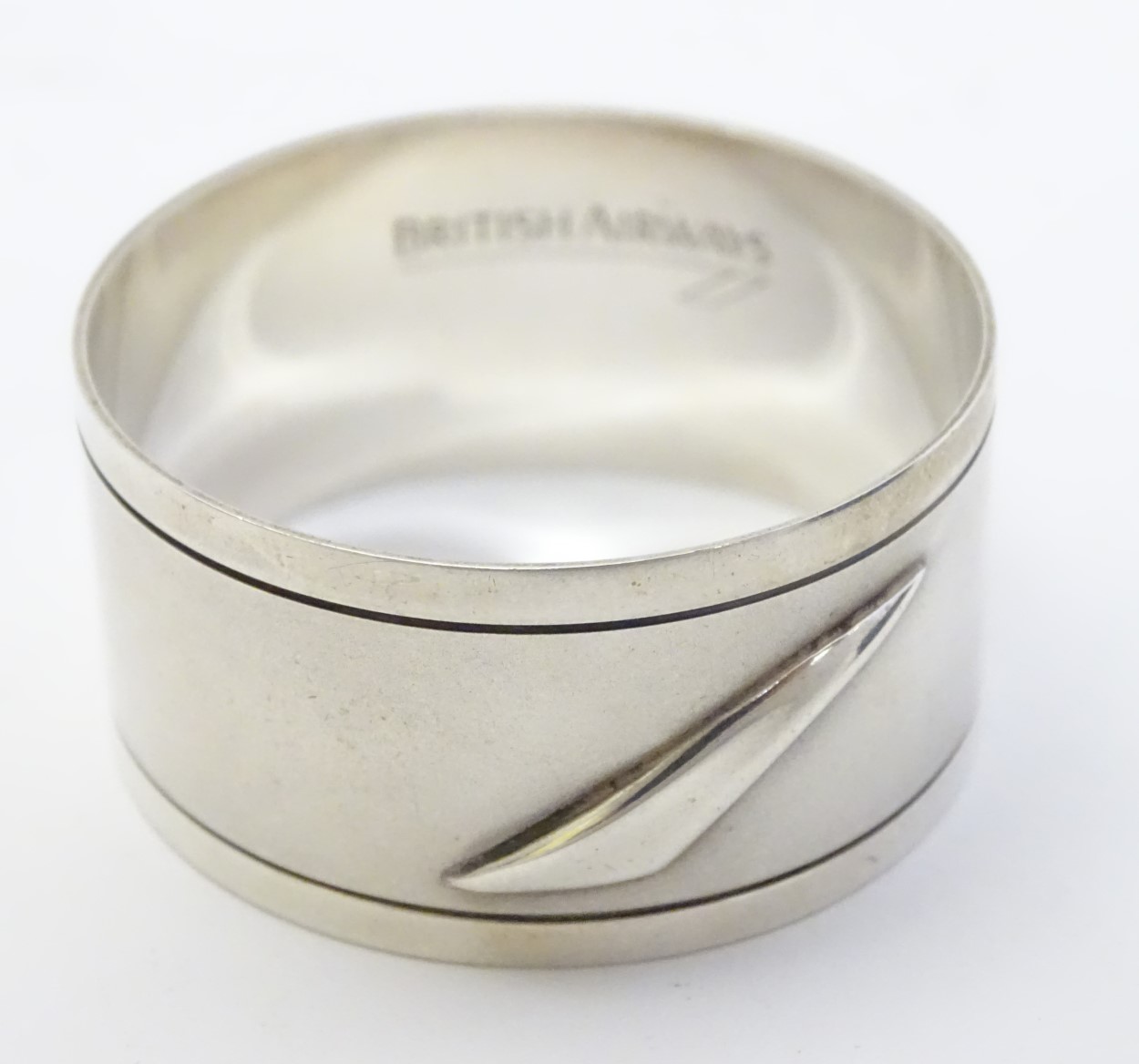 British Airways : A silver napkin ring with concord emblem hallmarked Sheffield 1992 maker British - Image 4 of 5
