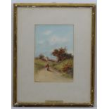 Thomas Mortimer (1880 - 1920), Watercolour, Figure walking down a country lane,