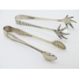 Sugar tongs: 1 x Sheffield 1909 maker Walker & Hall 1 x Sheffield 1910 maker Joseph Rodgers &