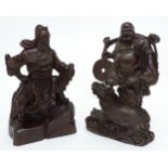 A pair of carved hardwood figures of Chinese Gods,