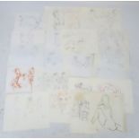 Michael Collins XX-, A folio of 20 female erotic drawings, Some signed, Various media.