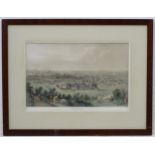French, Topographical hand coloured stone lithograph / engraving, 'Paris en 1620'.