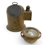 Ships items / Nauticalia comprising brass cased ships compass and 19thC ships binnacle (2)