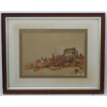 Clara Montalba (1842-1929), Watercolour, 'Deal 1877 ' harbour, Kent, Titled lower left ,