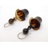 An unusual pair of 19thC tortoiseshell piquet decorated drop earrings formed as buckets / pails.