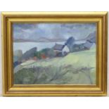 Indistinctly signed Irish School, Oil on board, Cottage beside an inlet, Signed lower right,