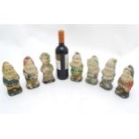 Garden and Architectural Salvage : A set of 7 garden gnomes ( Snow White and the seven Dwarfs ) ,