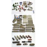 Marklin 00 gauge model railway track to include trains of various ages, arches and bridges,