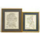 Maps: A framed, hand coloured county map of Buckinghamshire drawn by R. Creighton and engraved by J.