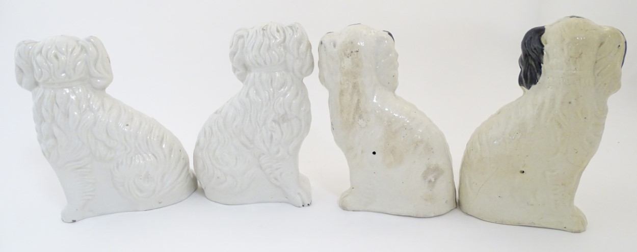 Two pairs of Staffordshire Victorian seated spaniels. - Image 4 of 7