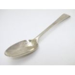 A table spoon hallmarked London 1772 maker Stephen Adams 8" long.