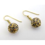 A pair of Art Deco 9ct gold and gilt drop earrings of spherical form set with a profusion of