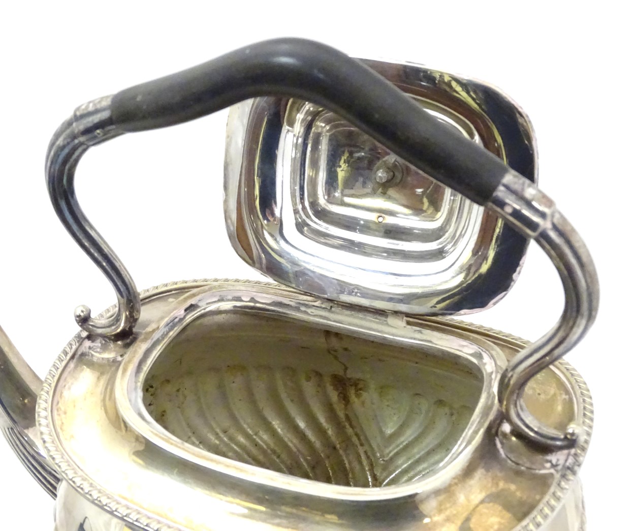 A late 19thC / early 20thC silver plate spirit kettle on stand with burner under the whole 12" high - Image 2 of 7
