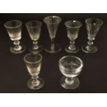7 Georgian Glasses: A collection of assorted Georgian pedestal glasses to include ale glasses,