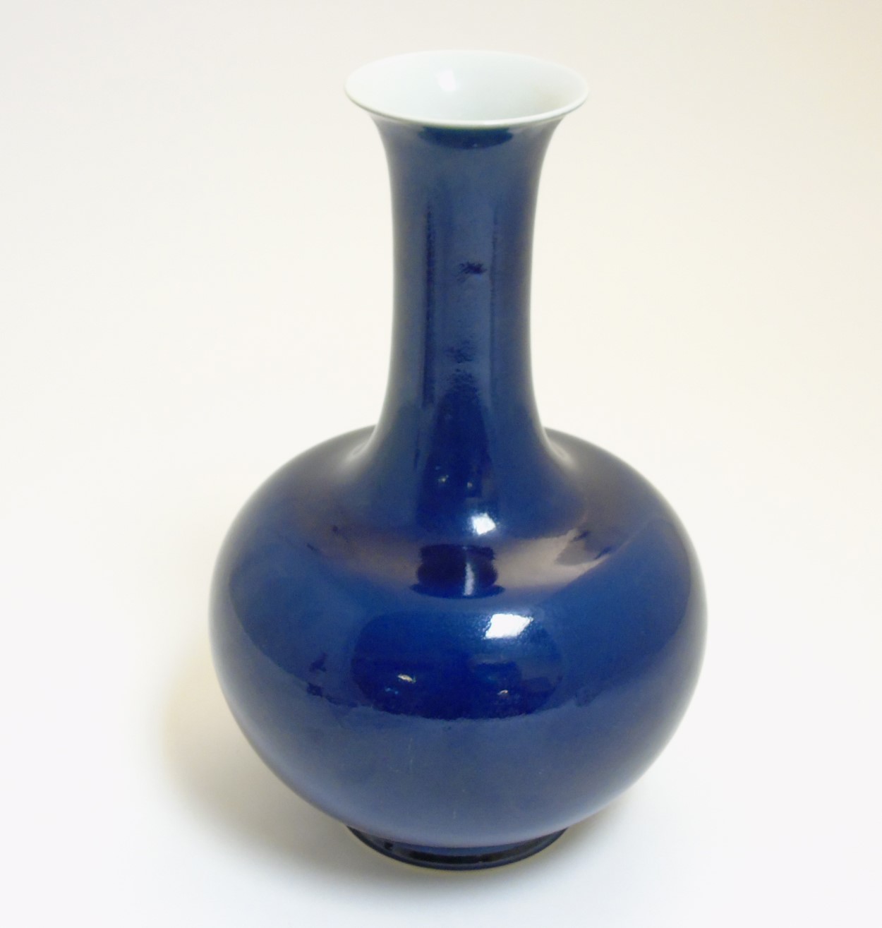 A Chinese blue monochrome Shangping vase with globular body and flared rim, - Image 6 of 7