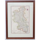 Local Interest: A framed hand coloured map of the county of Buckinghamshire, engraved by J.