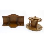 Pipe smoking: A c1900 arts & crafts styled oak pipe rack,