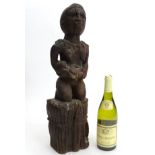 Tribal : An Ethnographic Native Tribal Congolese maternity figure. Approx. 22 1/4" high.