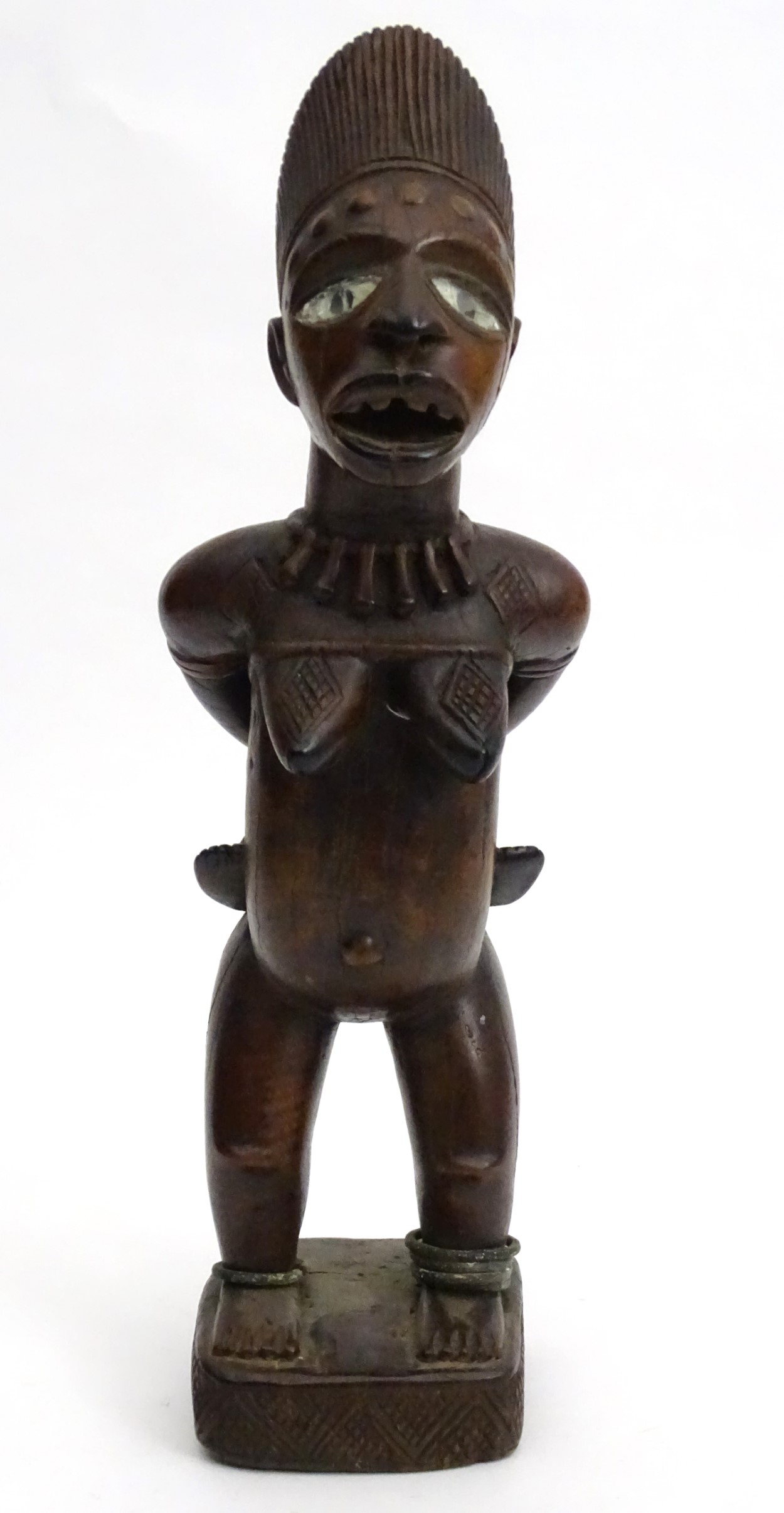 Tribal : An Ethnographic Native Tribal Kongo maternity figure. Approx. 18 1/2" high. - Image 4 of 11