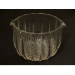 Rinser: An early 19thC ribbed clear glass wine glass rinser, with polished pontil scar under,