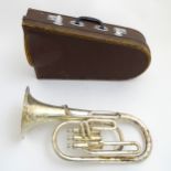 Musical Instruments: A cased 'Lark' Tenor Horn, silvered finish overall, serial number M4061.