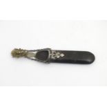 A late 19thC leather and silver plate spectacle case with chatelaine hanger.