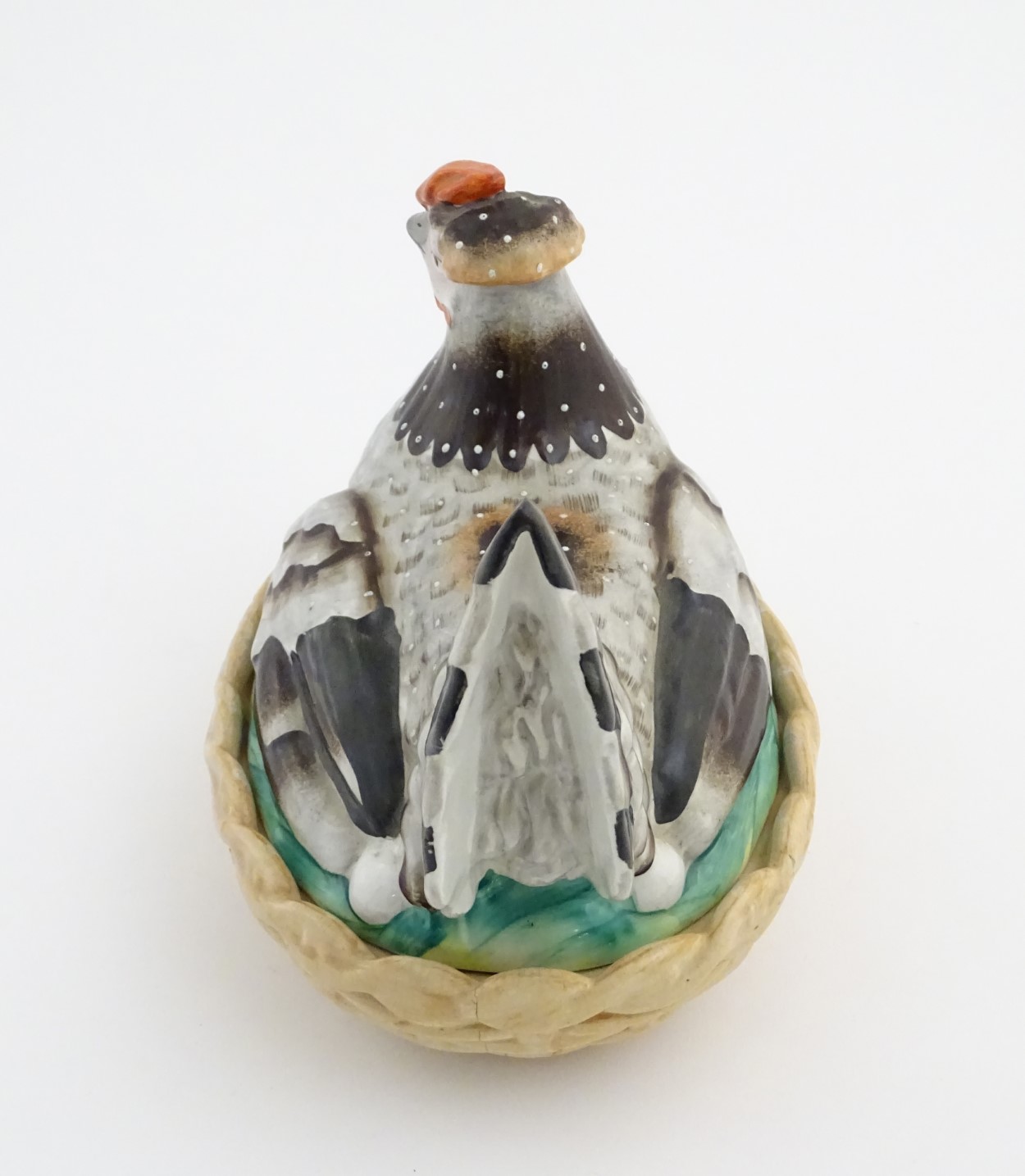 A 19thC Staffordshire hen on nest tureen with light brown basket, approx. - Image 5 of 8