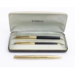 A cased set of mid-20thC writing instruments by Parker,