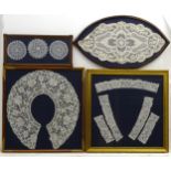 Lace : Framed lace doilies,