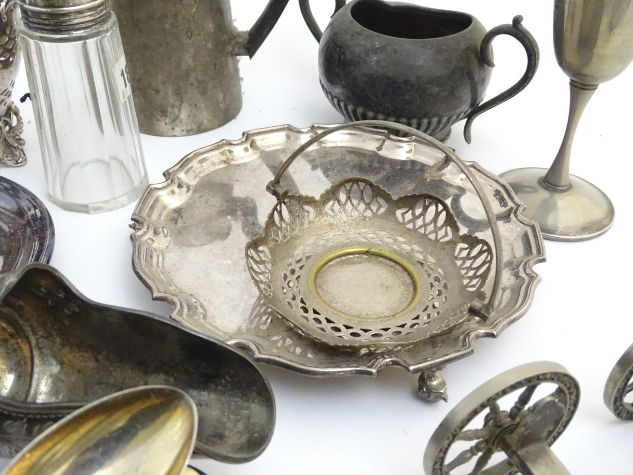 Assorted silver plate etc wares to include hot water pots, cruets, flatware, table carriage, - Image 9 of 10