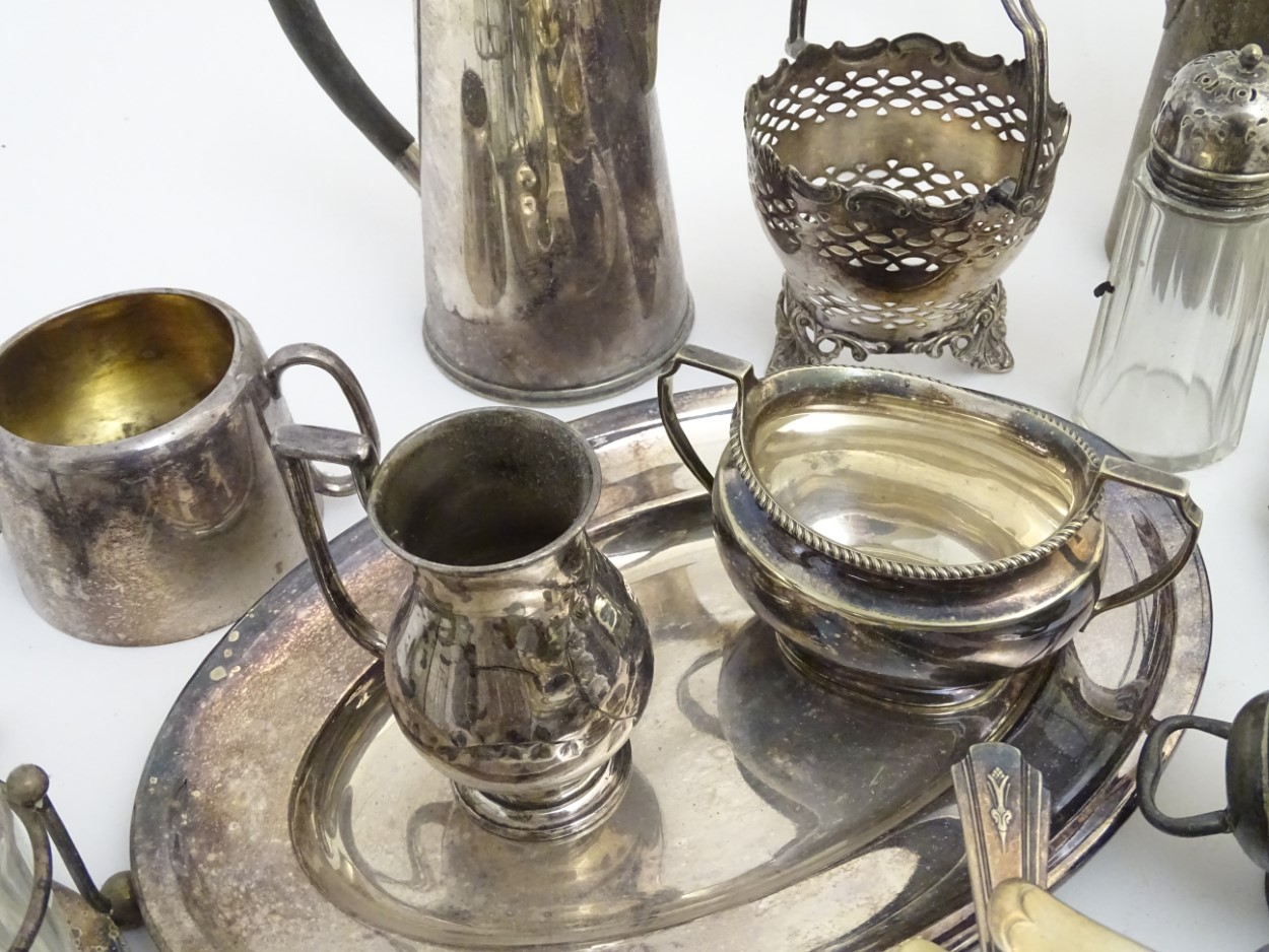 Assorted silver plate etc wares to include hot water pots, cruets, flatware, table carriage, - Image 10 of 10