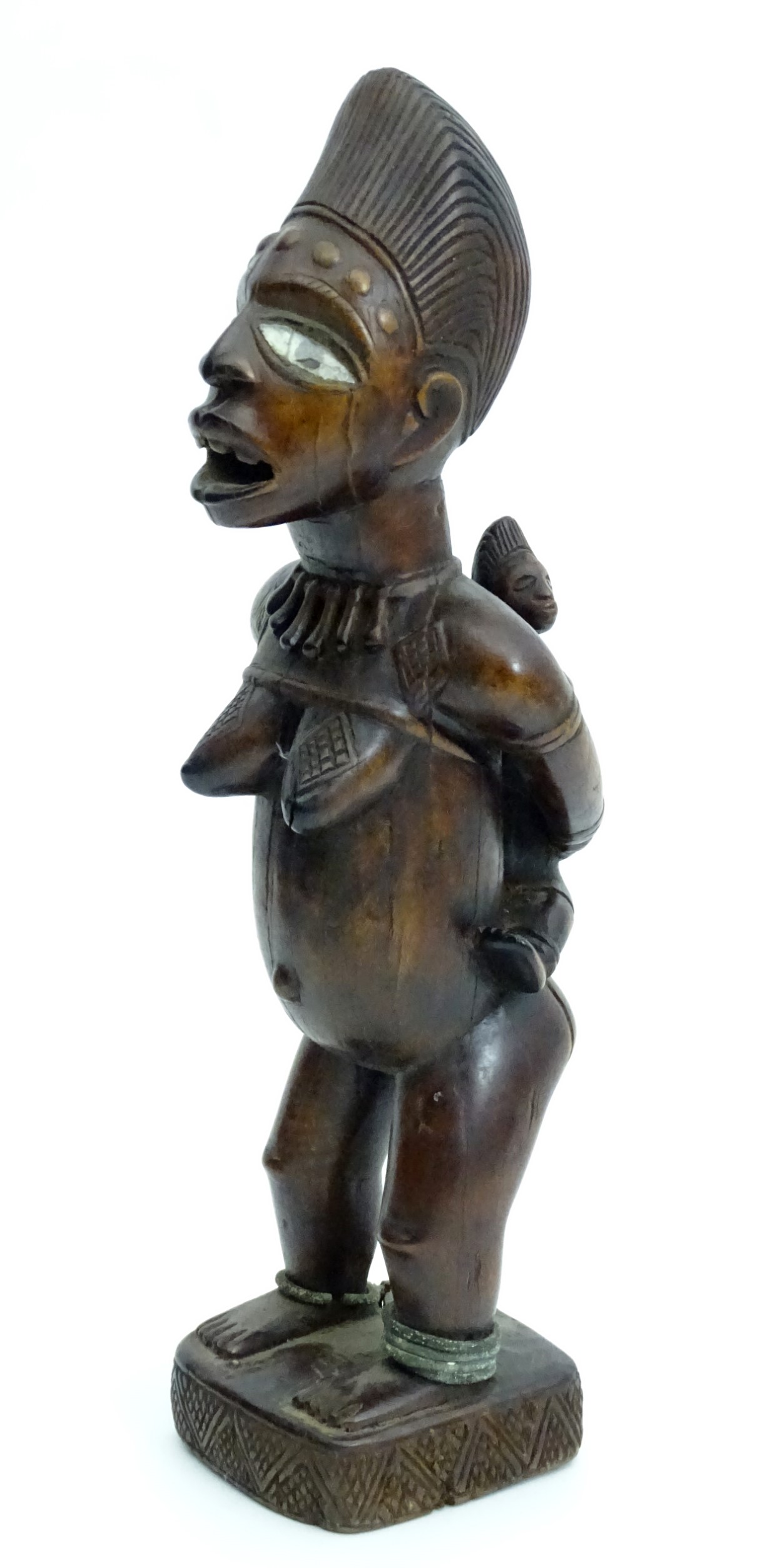 Tribal : An Ethnographic Native Tribal Kongo maternity figure. Approx. 18 1/2" high. - Image 6 of 11
