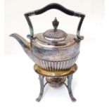 A silver plate spirit kettle, stand and burner by Goldsmiths and Silversmiths Co.