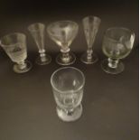 Glass : a collection of 6 Georgian glasses to include rummers, ale glasses etc.