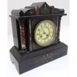 Rouge marble trimmed slate cased mantle Clock: A S.