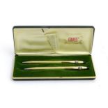 A cased set of mid-20thC writing instruments by Cross, Lincoln USA,
